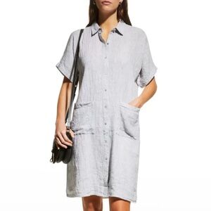 Eileen Fisher Crinkle Button-Down Linen Dress